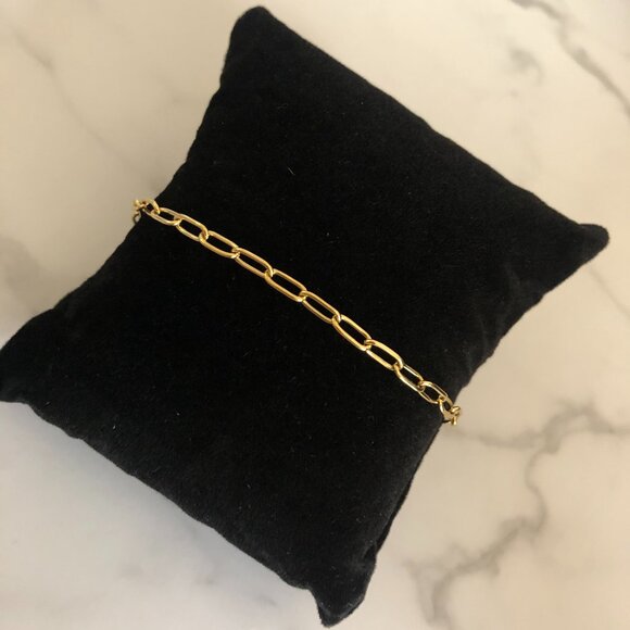 18K Gold Plated Paperclip Chain Bracelet - Picture 1 of 4